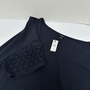 Talbot NWT Woman Navy Cotton Knit Eyelet Sleeve Ruffle Dress Size 2X‎